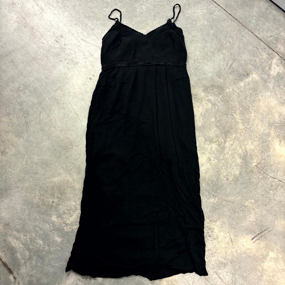 No Boundaries Women's XXL Black Maxi Dress Crochet Bodice Gauze Boho Lined